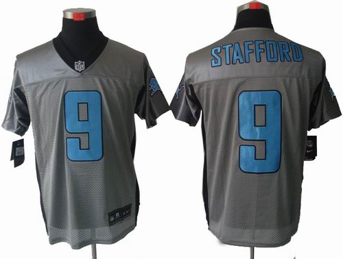 Nike Detroit Lions #9 Matthew Stafford Gray shadow elite jerseys