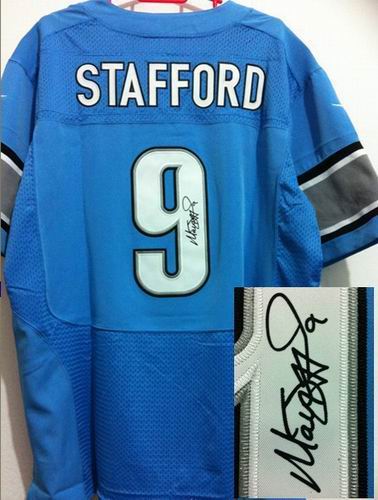 Nike Detroit Lions #9 Matthew Stafford blue elite signature jerseys