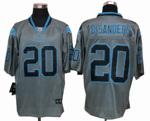 Nike Detroit Lions 1996 #20 Barry Sanders  Lights Out grey elite Jersey