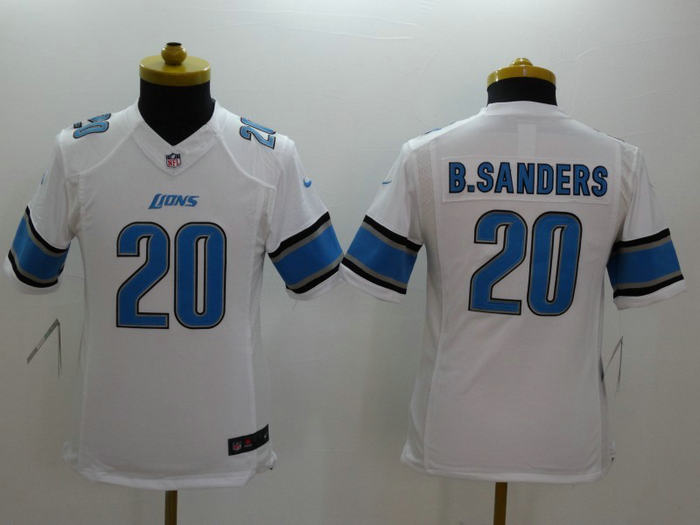 Nike Detroit Lions 20 Barry Sanders WHITE Youth NIKE LIMITED Jersey