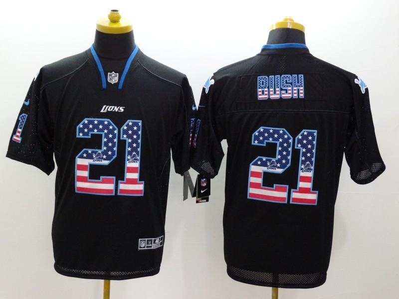 Nike Detroit Lions 21 Reggie Bush Black USA Flag Fashion Elite NFL Jerseys
