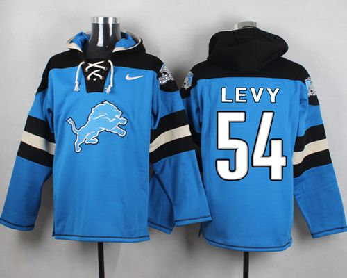 Nike Detroit Lions 54 DeAndre Levy Blue Player Pullover NFL Hoodie