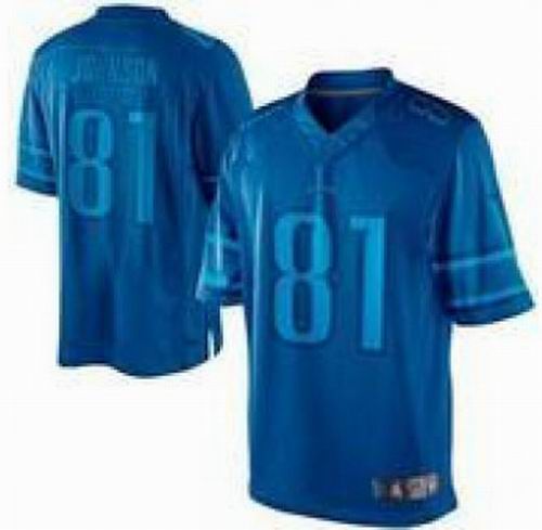 Nike Detroit Lions 81# Calvin Johnson Blue Drenched Limited Jerseys