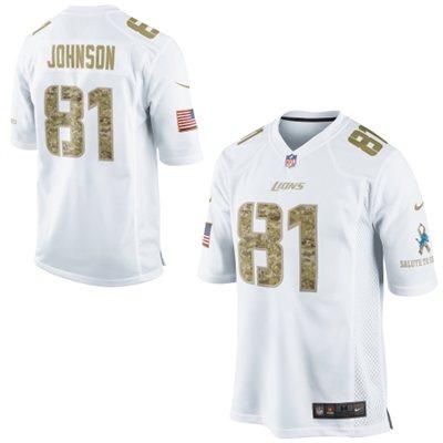 Nike Detroit Lions 81 Calvin Johnson White Salute to Service Game NFL Jersey