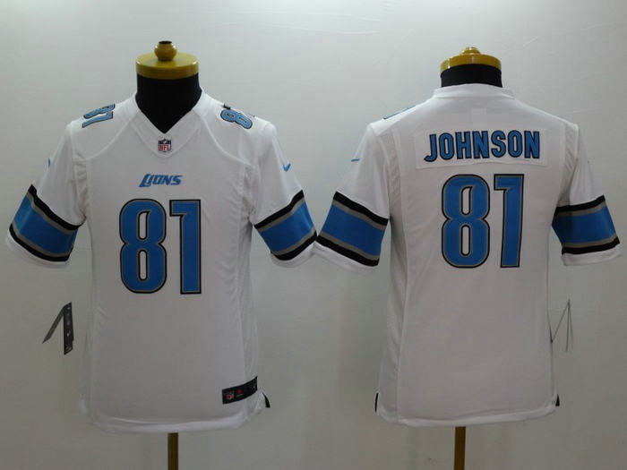 Nike Detroit Lions 81 Calvin Johnson White Youth NIKE LIMITED Jersey