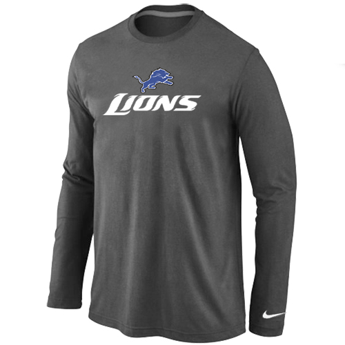 Nike Detroit Lions Authentic Logo Long Sleeve T-Shirt D.Grey