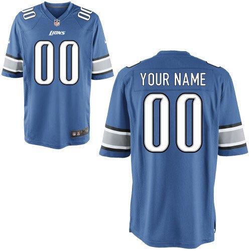 Nike Detroit Lions Customized Game Team Color Blue Jersey