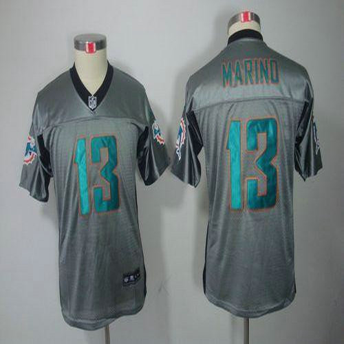 Nike Dolphins #13 Dan Marino Grey Shadow Youth Stitched NFL Elite Jersey