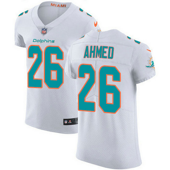 Nike Dolphins #26 Salvon Ahmed White Men's Stitched NFL New Elite Jersey