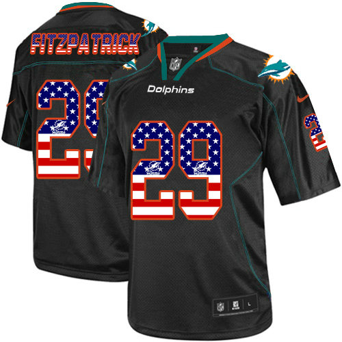 Nike Dolphins #29 Minkah Fitzpatrick Black Men's Stitched NFL Elite USA Flag Fashion Jersey