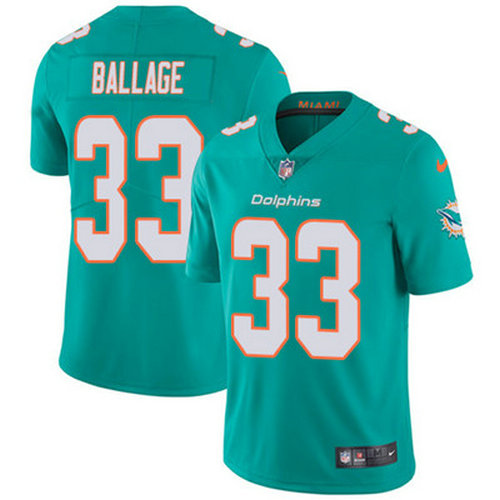 Nike Dolphins #33 Kalen Ballage Aqua Green Team Color Men's Stitched NFL Vapor Untouchable Limited Jersey