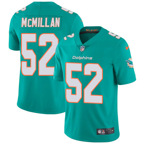 Nike Dolphins #52 Raekwon McMillan Aqua Green Team Color Men's Stitched NFL Vapor Untouchable Limited Jersey
