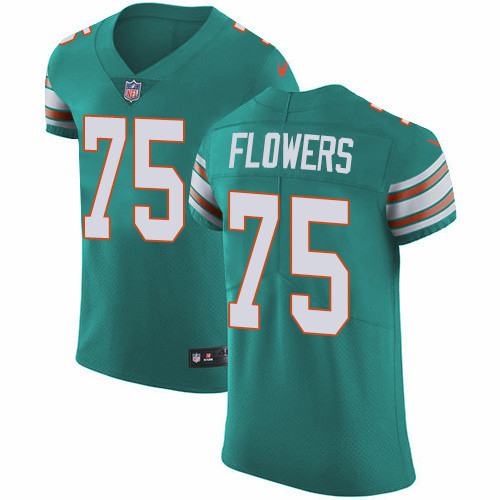 Nike Dolphins #75 Ereck Flowers Aqua Green Alternate Men's Stitched NFL New Elite Jersey