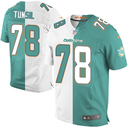 Nike Dolphins #78 Laremy Tunsil Aqua Green White Men's Stitched NFL Elite Split Jersey