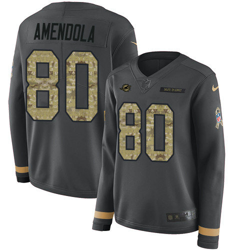 Nike Dolphins #80 Danny Amendola Anthracite Salute to Service Women's Stitched