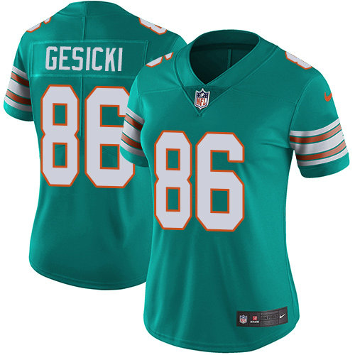 Nike Dolphins #86 Mike Gesicki Aqua Green Alternate Women's Stitched NFL Vapor Untouchable Limited Jersey