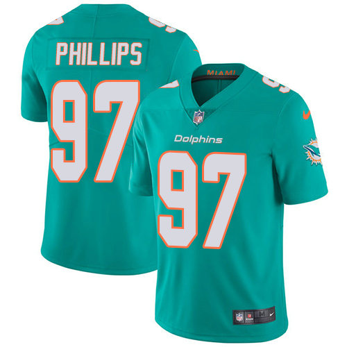 Nike Dolphins #97 Jordan Phillips Aqua Green Team Color Men's Stitched NFL Vapor Untouchable Limited Jersey