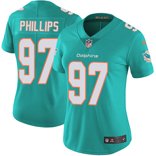 Nike Dolphins #97 Jordan Phillips Aqua Green Team Color Women's Stitched NFL Vapor Untouchable Limited Jersey