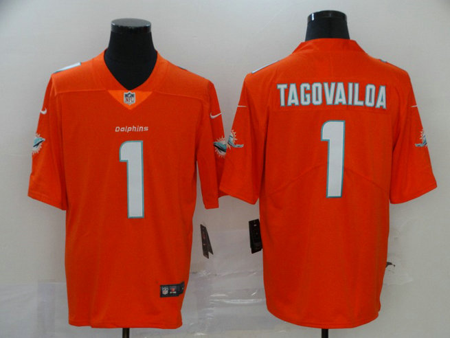 Nike Dolphins 1 Tua Tagovailoa Orange Inverted Legend Limited Jersey