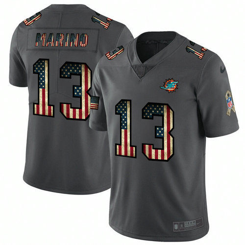 Nike Dolphins 13 Dan Marino 2019 Salute To Service USA Flag Fashion Limited Jersey