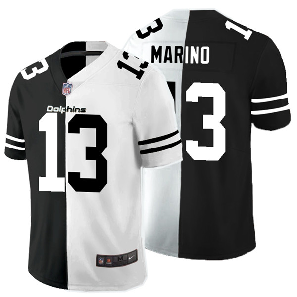 Nike Dolphins 13 Dan Marino Black And White Split Vapor Untouchable Limited Jersey