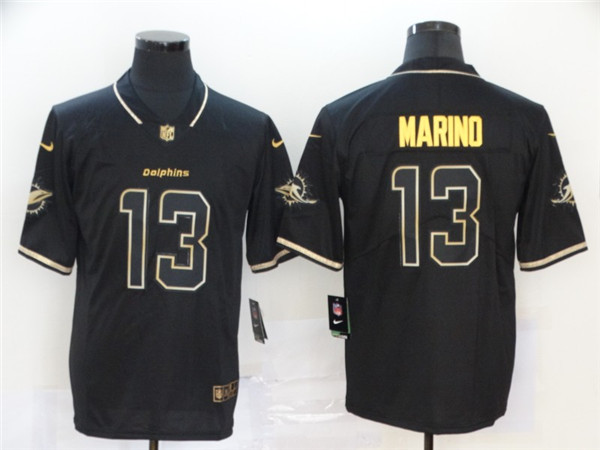 Nike Dolphins 13 Dan Marino Black Gold Vapor Untouchable Limited Jersey