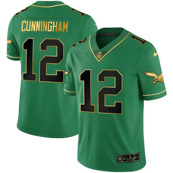 Nike Eagles #12 Randall Cunningham Green Black Men's Stitched NFL Limited Rush Jersey