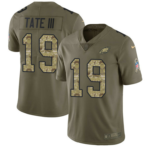 Nike Eagles #19 Golden Tate III Olive Camo Youth Stitched NFL Limited 2017 Salute to Service Jersey
