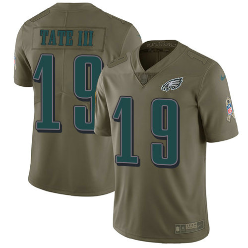 Nike Eagles #19 Golden Tate III Olive Youth Stitched NFL Limited 2017 Salute to Service Jersey