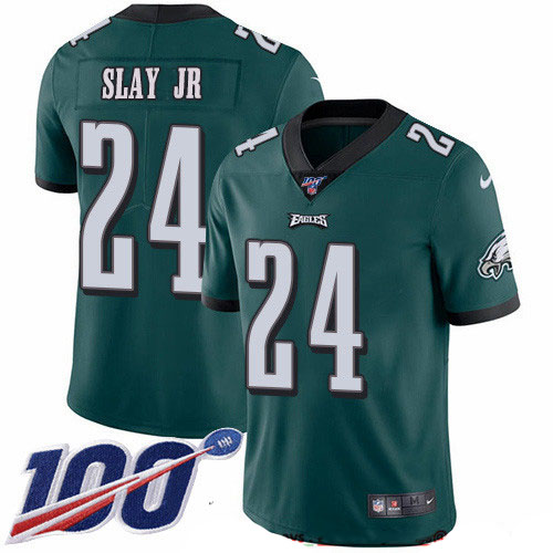 Nike Eagles #24 Darius Slay Jr Green Team Color Men's Stitched NFL 100th Season Vapor Untouchable Limited Jersey