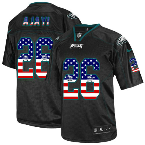 Nike Eagles #26 Jay Ajayi Black Men's Stitched NFL Elite USA Flag Fashion Jersey