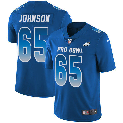 Nike Eagles #65 Lane Johnson Royal Men's Stitched NFL Limited NFC 2019 Pro Bowl Jersey