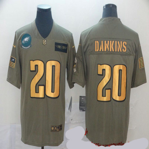 Nike Eagles 20 Brian Dawkins 2019 Olive Gold Salute To Service Limited Jersey