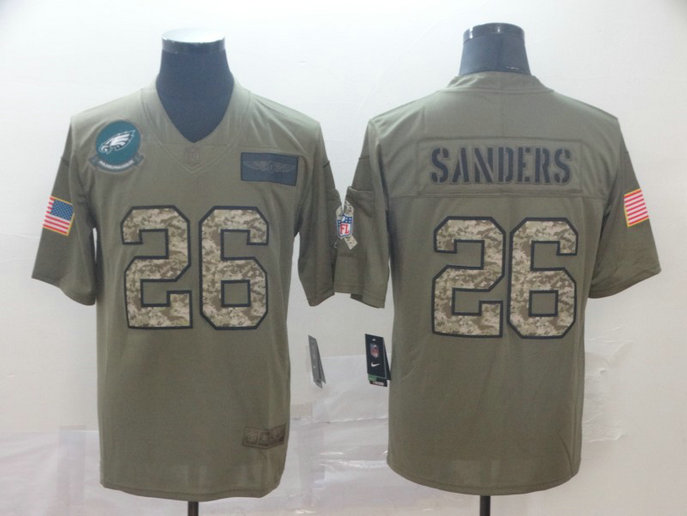 Nike Eagles 26 Miles Sanders 2019 Olive Camo Salute To Service Limited Jersey