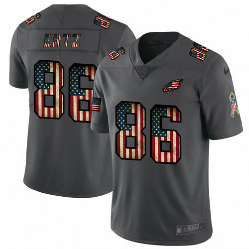 Nike Eagles 86 Zach Ertz 2019 Salute To Service USA Flag Fashion Limited Jersey