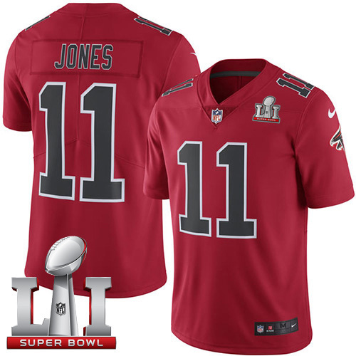 Nike Falcons #11 Julio Jones Red Super Bowl LI 51 Limited Rush Jersey