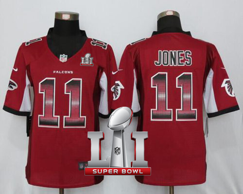 Nike Falcons #11 Julio Jones Red Team Color Super Bowl LI 51 Limited Strobe Jersey