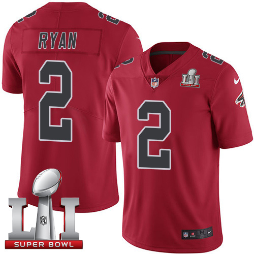 Nike Falcons #2 Matt Ryan Red Super Bowl LI 51 Limited Rush Jersey
