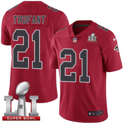Nike Falcons #21 Desmond Trufant Red Super Bowl LI 51 Limited Rush Jersey