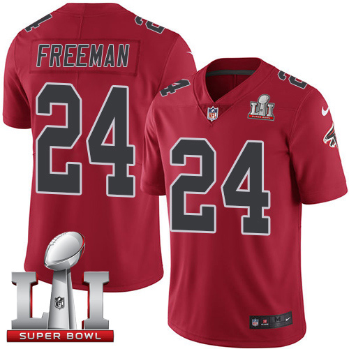 Nike Falcons #24 Devonta Freeman Red Super Bowl LI 51 Limited Rush Jersey