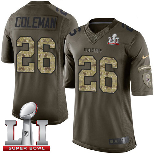 Nike Falcons #26 Tevin Coleman Green Super Bowl LI 51 Limited Salute To Service Jersey