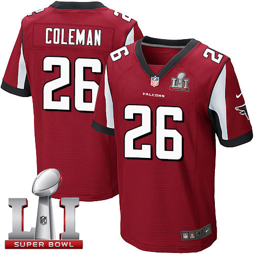 Nike Falcons #26 Tevin Coleman Red Team Color Super Bowl LI 51 elite jerseys