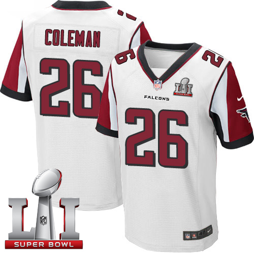 Nike Falcons #26 Tevin Coleman White Super Bowl LI 51 Elite Jersey