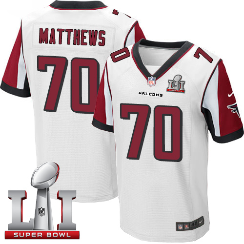 Nike Falcons #70 Jake Matthews White Super Bowl LI 51 Elite Jersey