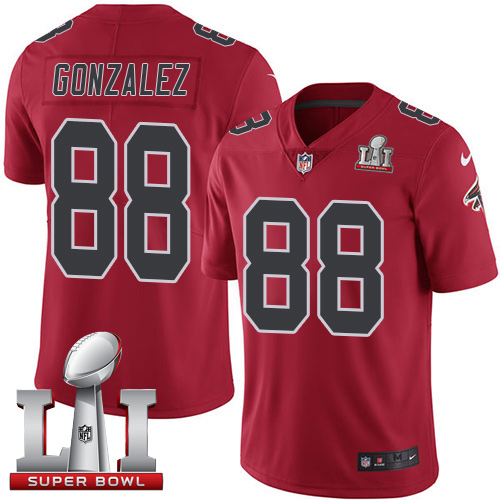 Nike Falcons #88 Tony Gonzalez Red Super Bowl LI 51 Limited Rush Jersey