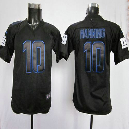 Nike Giants #10 Eli Manning Black Youth Stitched NFL Impact Elite Jersey