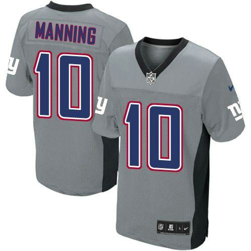 Nike Giants #10 Eli Manning Grey Shadow Youth Stitched NFL Elite Jersey
