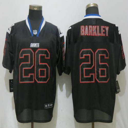 Nike Giants #26 Saquon Barkley Black Lights Out Elite Jersey