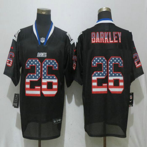 Nike Giants #26 Saquon Barkley Black USA Flag Elite Jersey