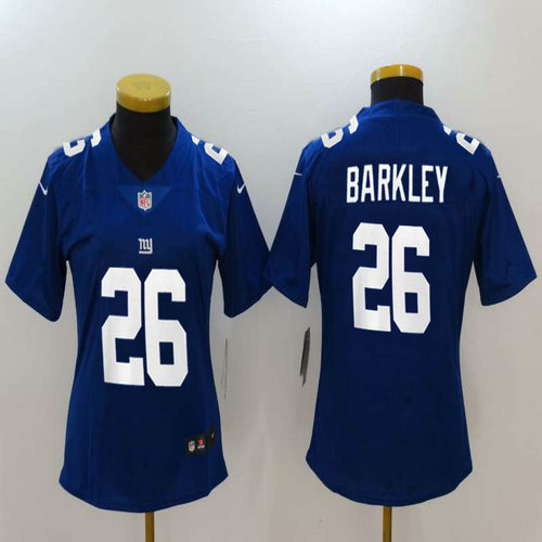 Nike Giants #26 Saquon Barkley Royal Women 2018 NFL Draft Pick Limited Jersey